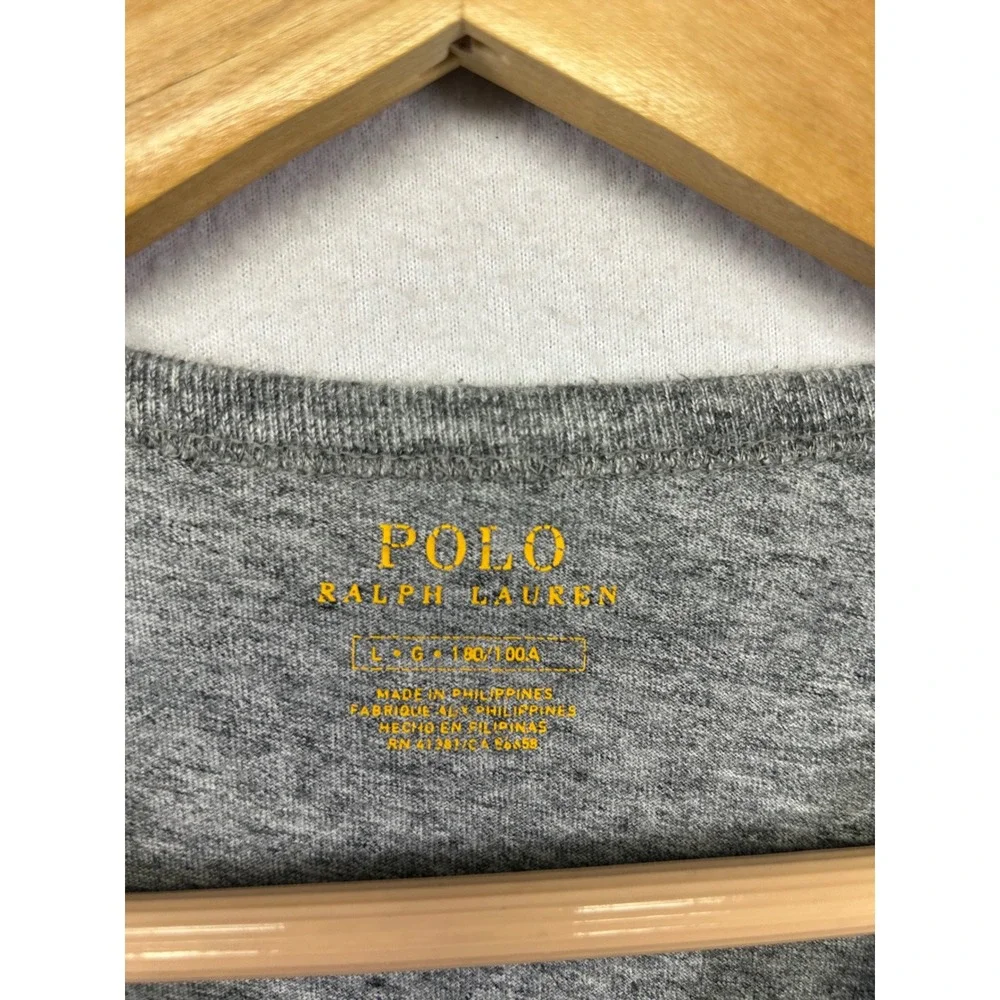 Collegiate Polo Ralph Lauren Mens Large Gray Heathered Graphic Script T-Shirt